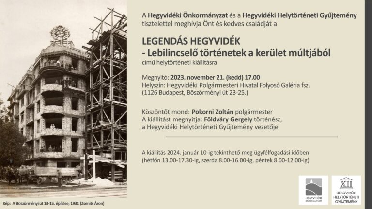 Legendás Hegyvidék – Lebilincselő történetek a kerület múltjából kiállítás megnyitó
